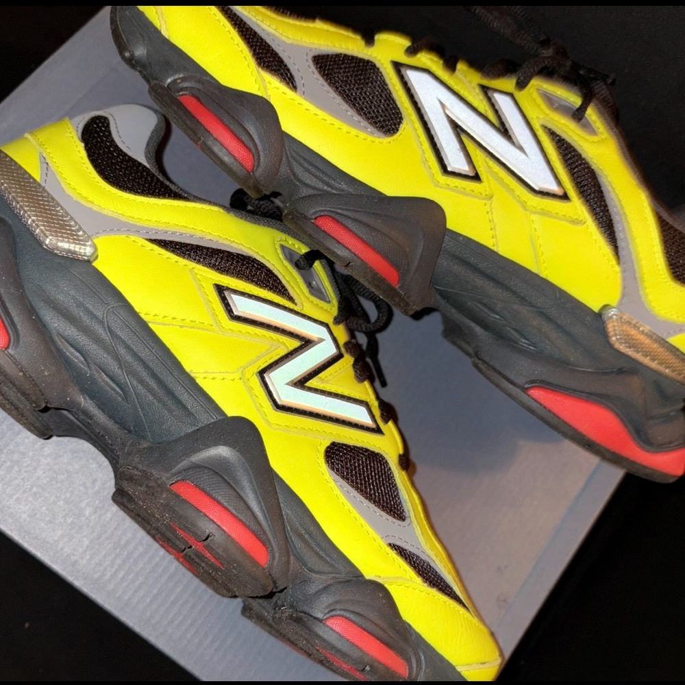 New Balance 9060 Tea Tree Signature Yellow and Black Athletic Sneakers